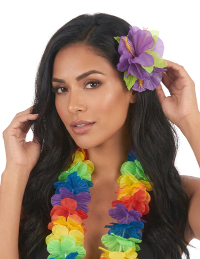 Haarklammer Hawaii mit lila Blumen