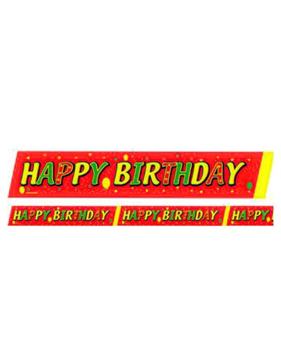 Absperrband Happy Birthday Deko rot-grün-gelb 600x6cm