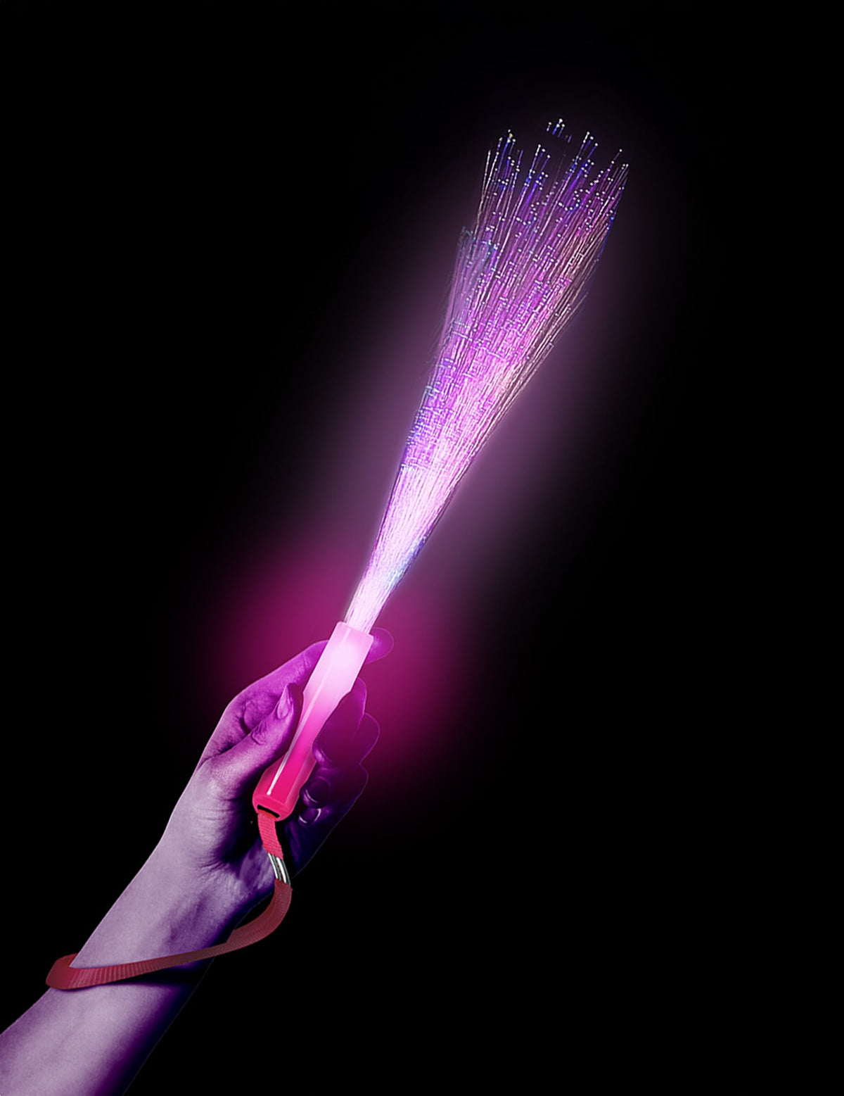Prise en main et effet lumineux du baton lumineux fibre optique pour la fête