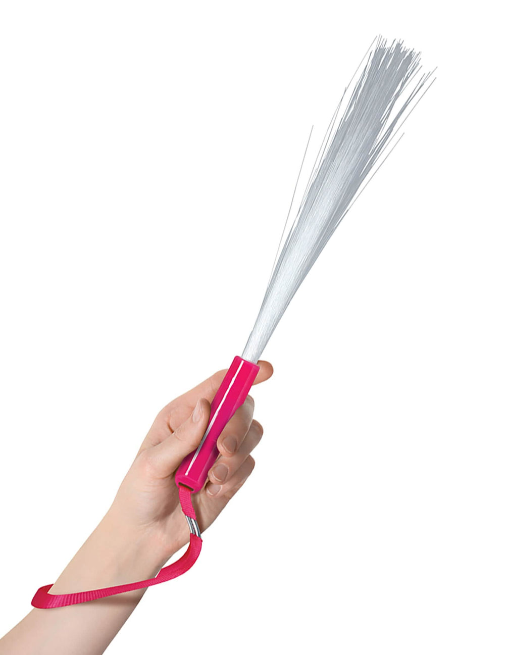 Prise en main avec dragonne rose du baton lumineux fibre optique pour la fête