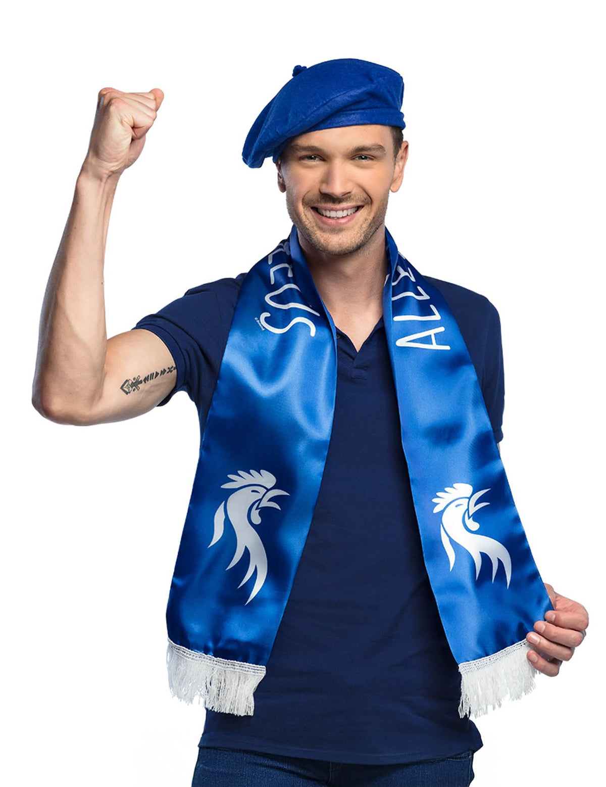 Mise en situation du béret basque pour adulte bleu