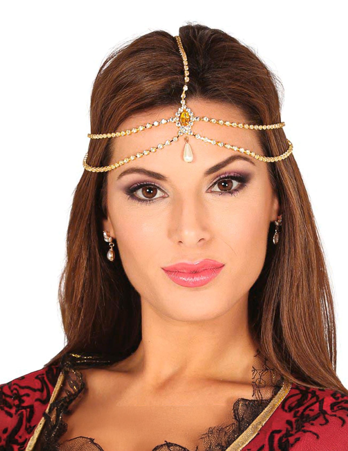 Bijou tour de tête années 20 pour adulte doré avec perle et strass