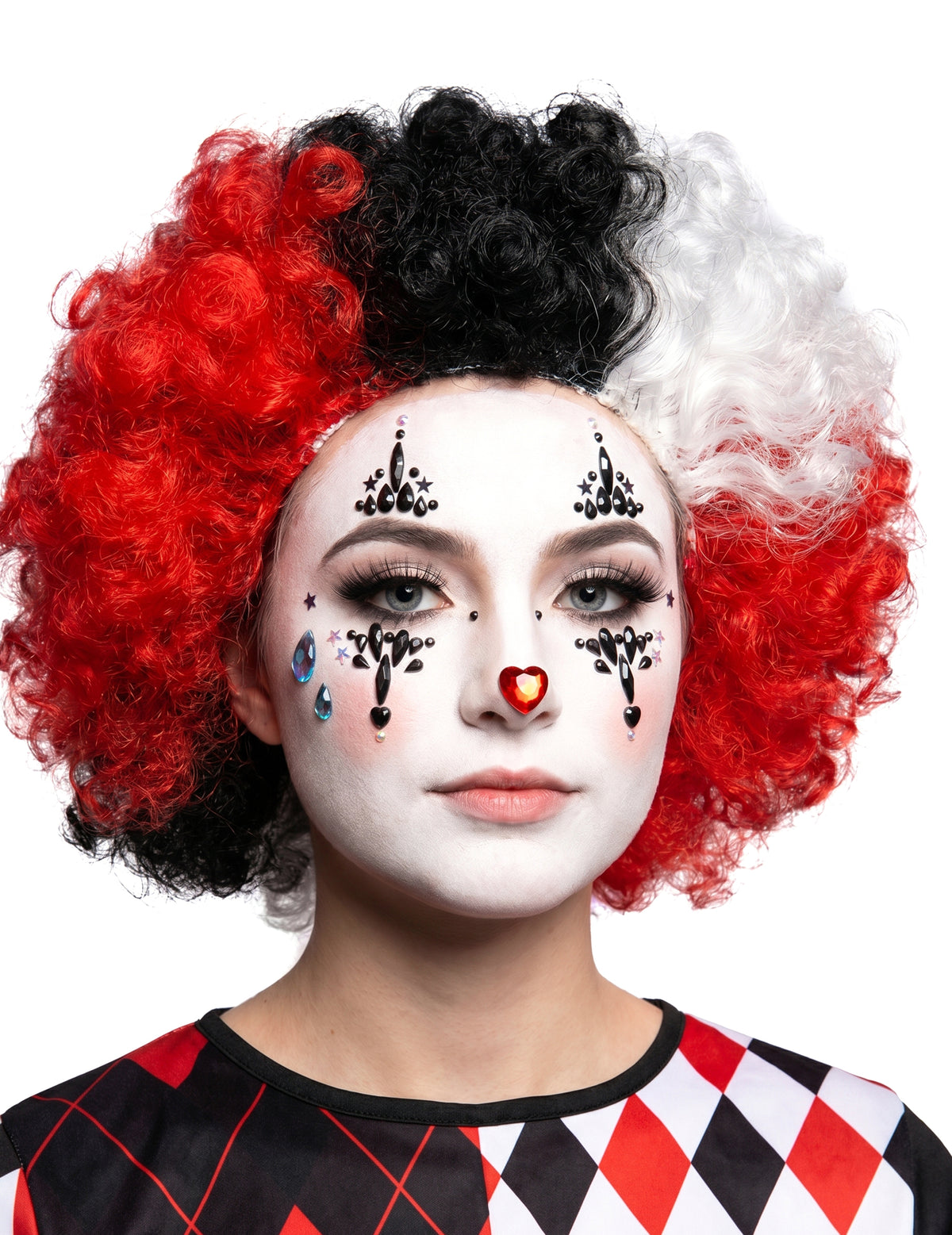 Strasssteine Gesichts-Make-up Harlekin bunt