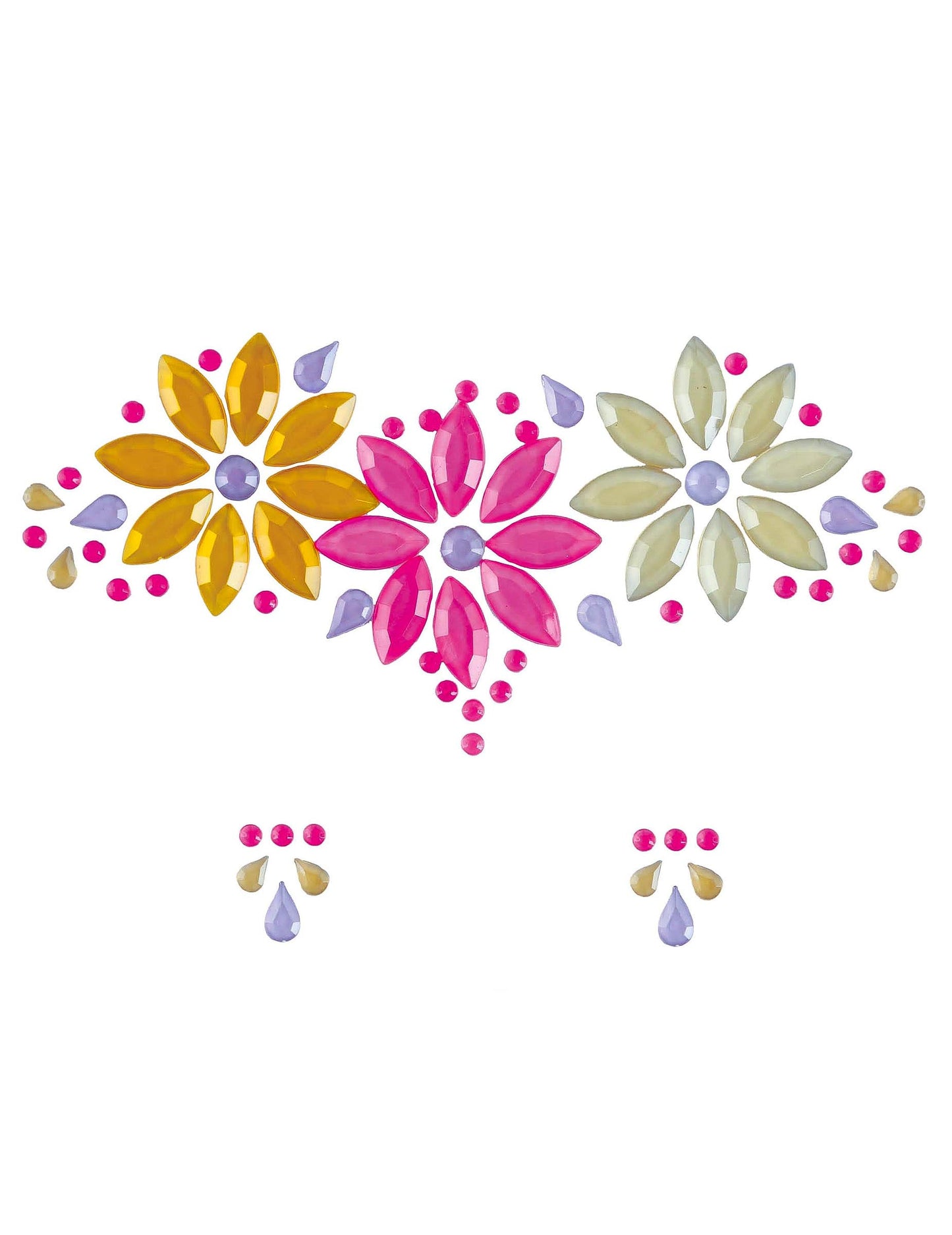Selbstklebender Gesichtsschmuck, bunte Blumen