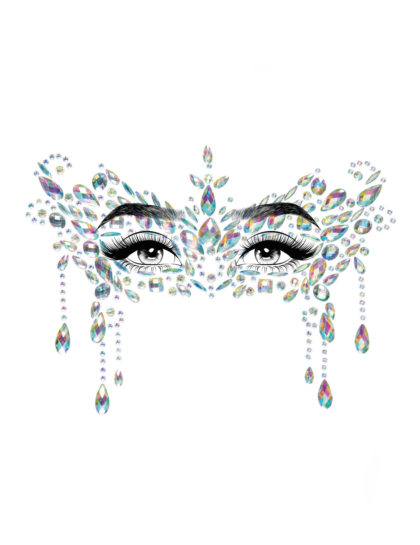 Détail du motif des bijoux pour visage adhésifs loup blanc