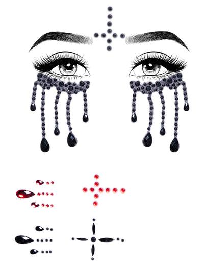 Schaurige Nonnen-Glitzersteine fürs Gesicht Make-up-Zubehör für Halloween