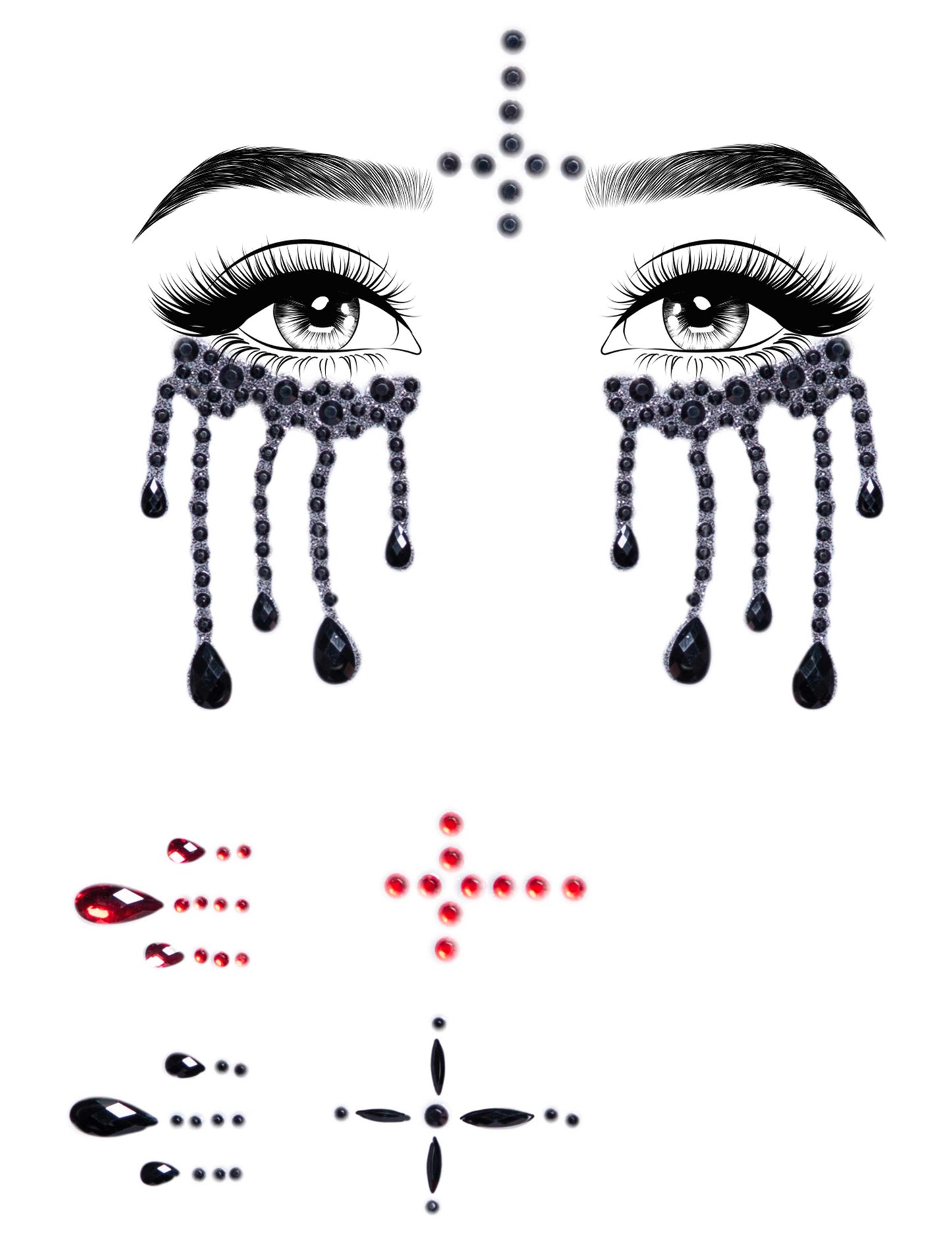 Schaurige Nonnen-Glitzersteine fürs Gesicht Make-up-Zubehör für Halloween