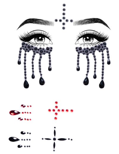 Schaurige Nonnen-Glitzersteine fürs Gesicht Make-up-Zubehör für Halloween