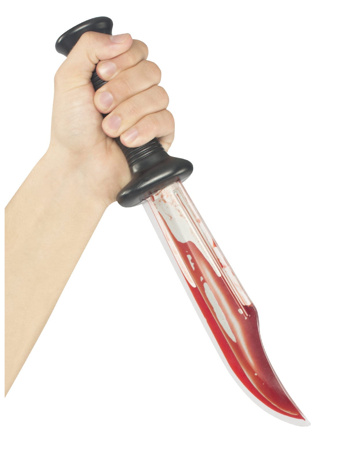 Couteau sanglant pour adulte noir et rouge avec faux sang