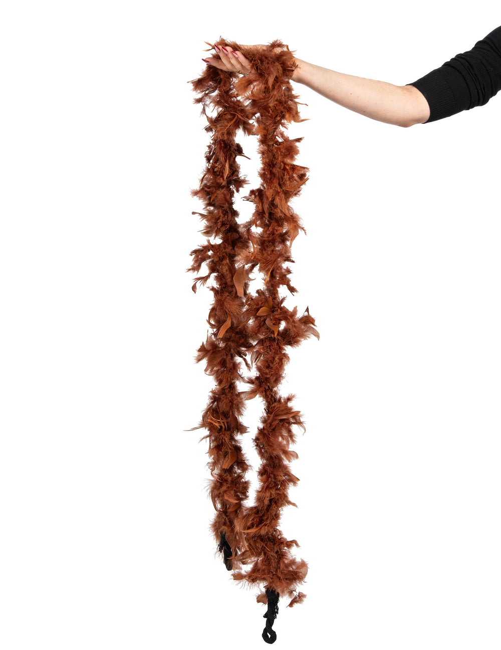 Vue de la longueur du boa pour femme marron 40g