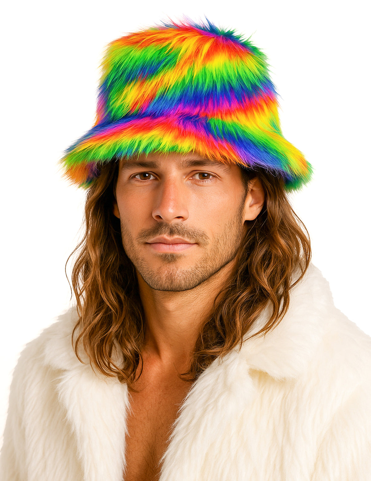 Bob en poils multicolore pour adulte arc-en-ciel