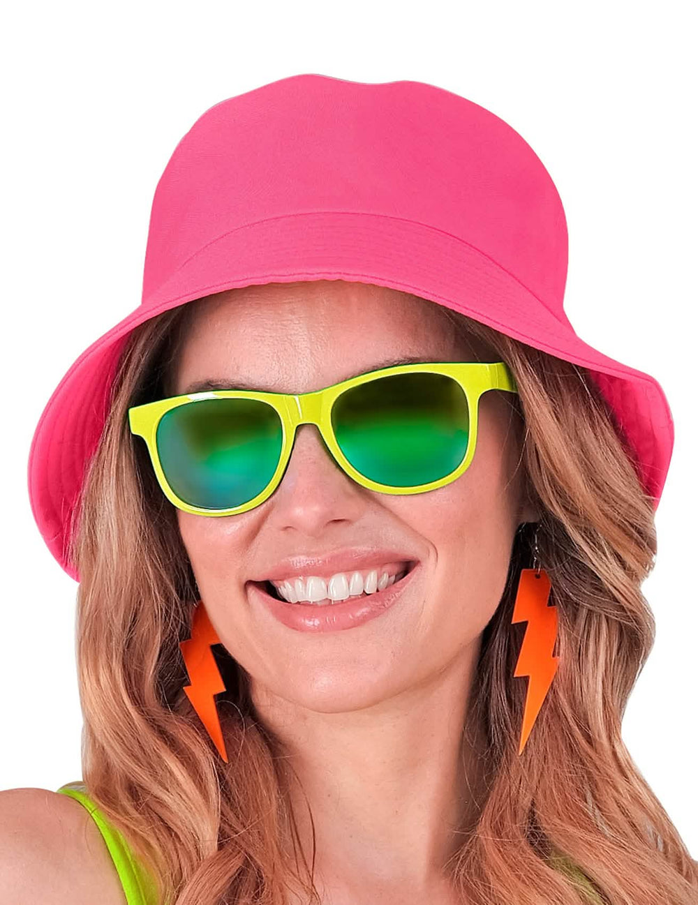 Vue de face portée du Bob rose fluo