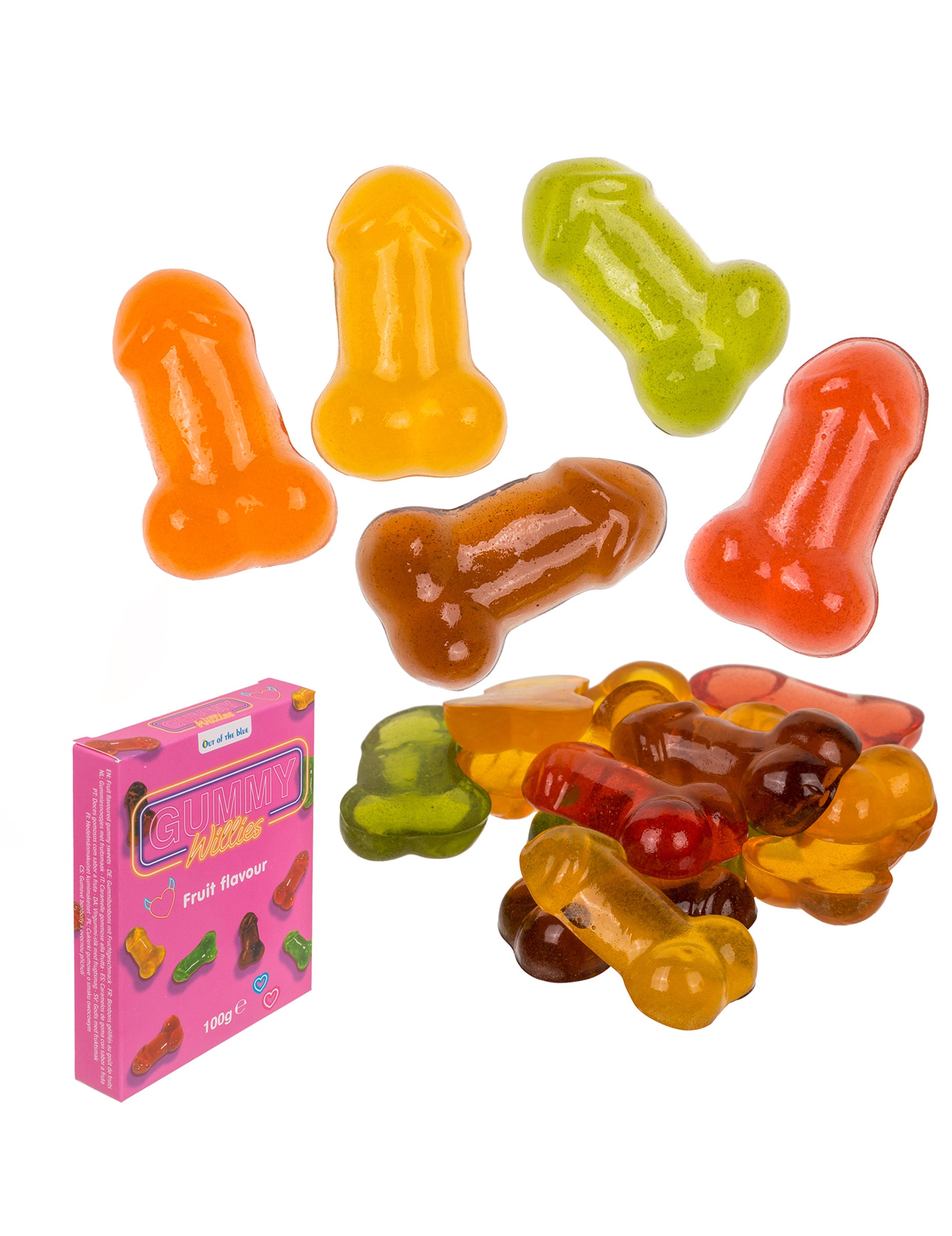Bonbons coquins pénis pour adulte multicolores fruités