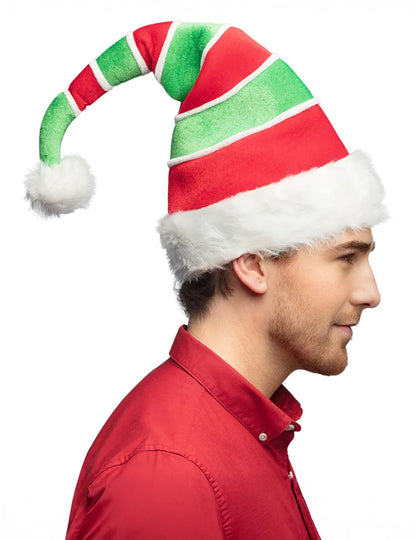Vue de profil du bonnet de Noël rayé pour adulte