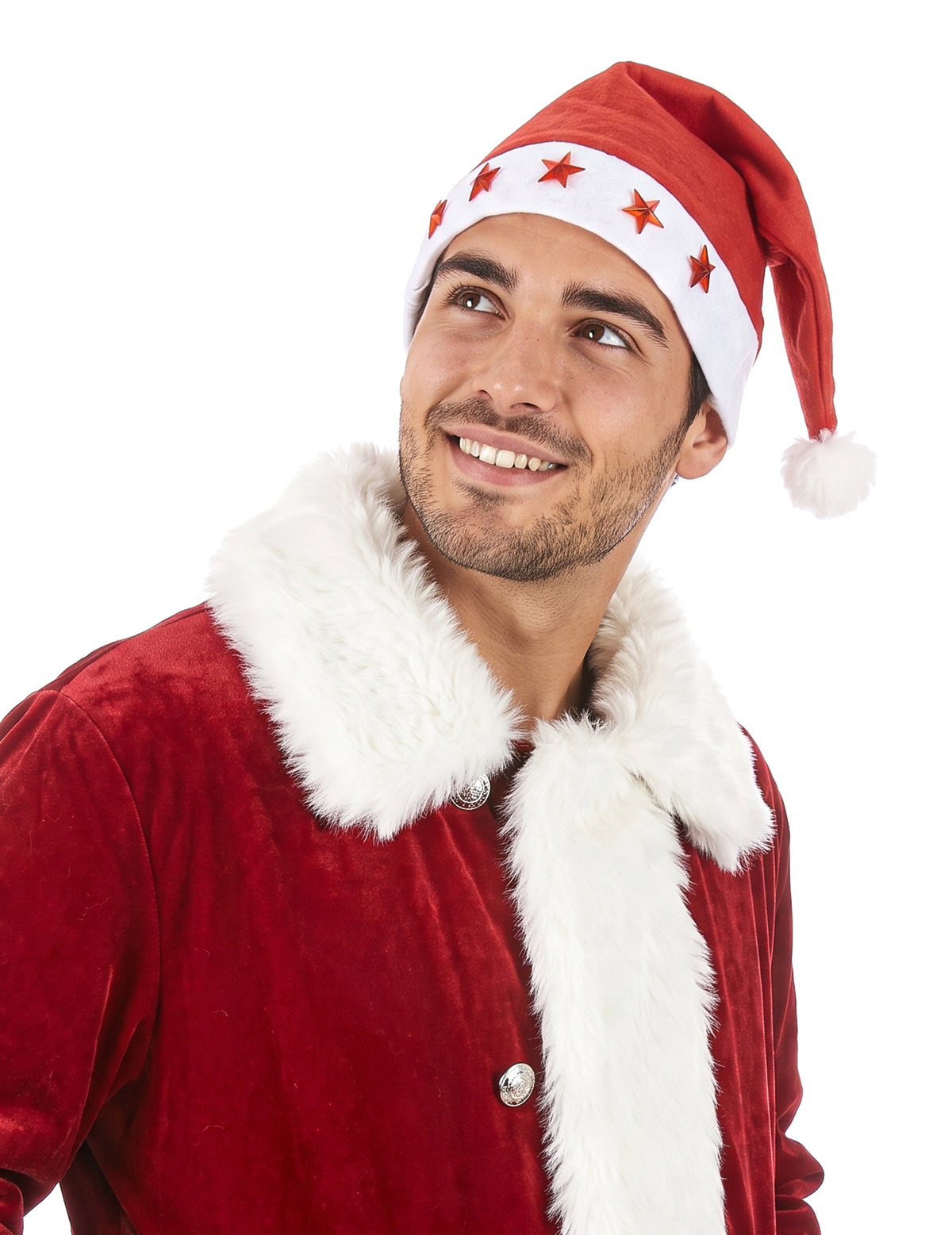 Weihnachtsmütze leuchtend Nikolaus rot-weiss