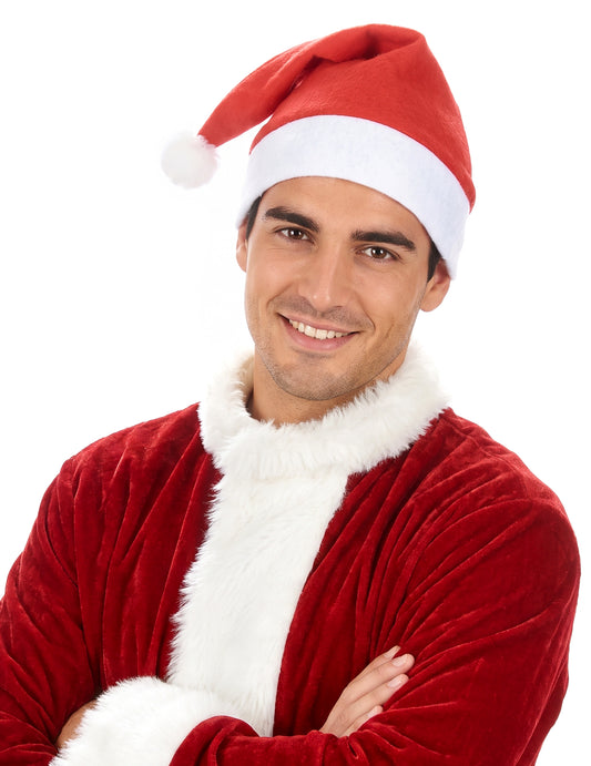 Klassische Weihnachtsmannmütze für Erwachsene rot-weiß