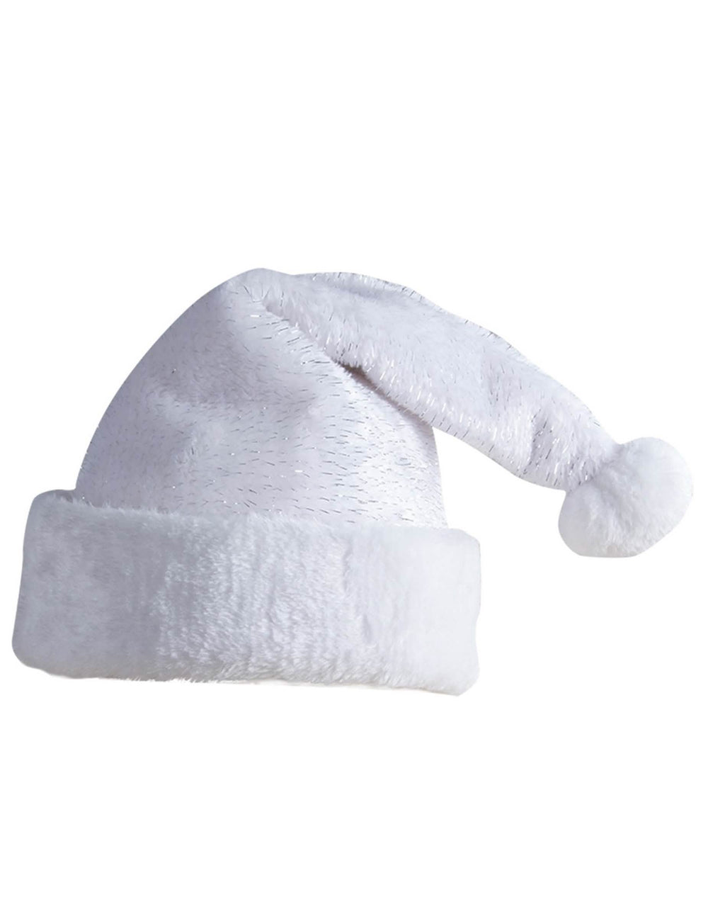 Bonnet de Père Noël pour adulte blanc avec fils brillants