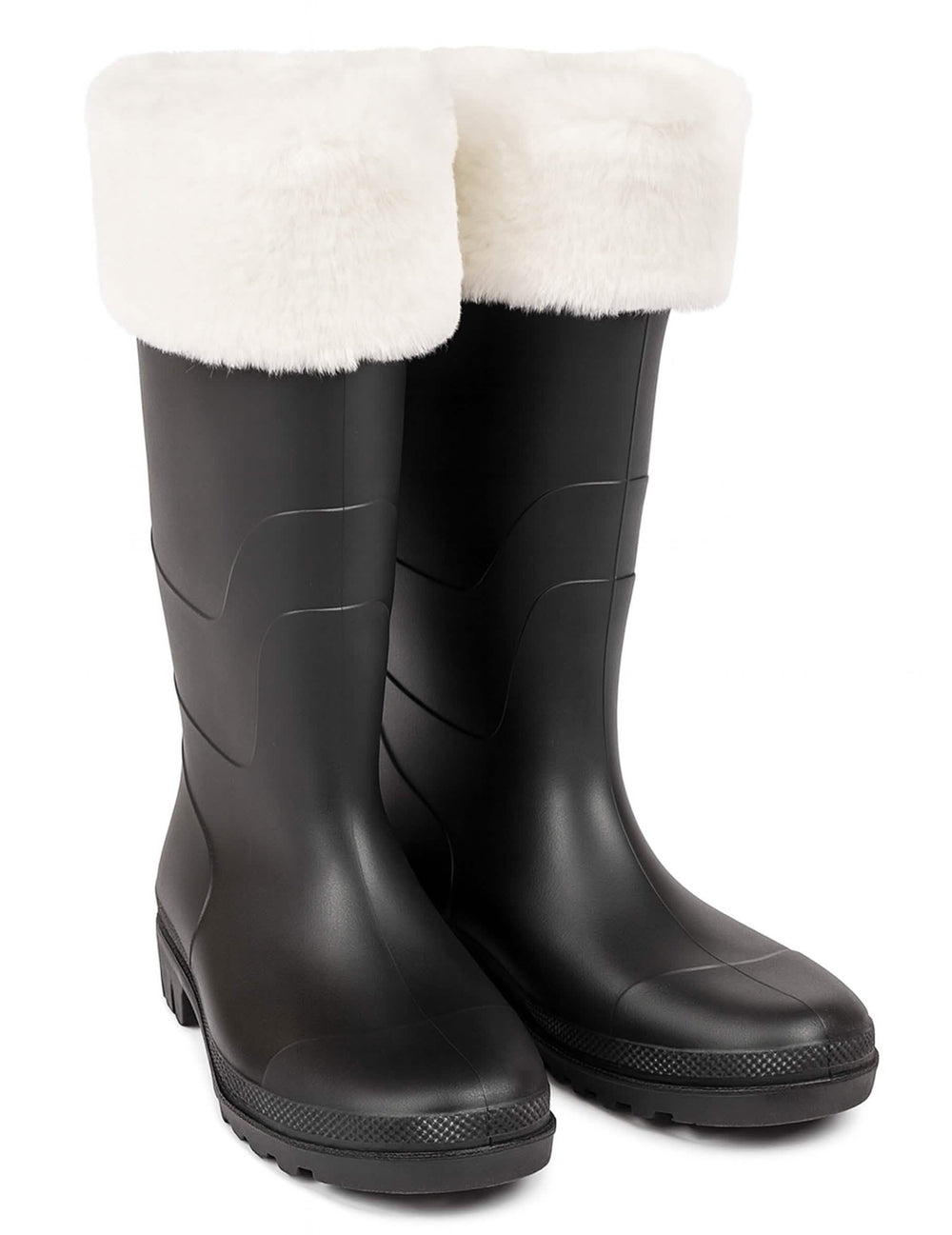 Bottes de Père Noël pour adulte noires avec fourrure blanche haut de gamme
