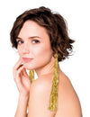 Boucles d'oreilles franges pour femme dorées