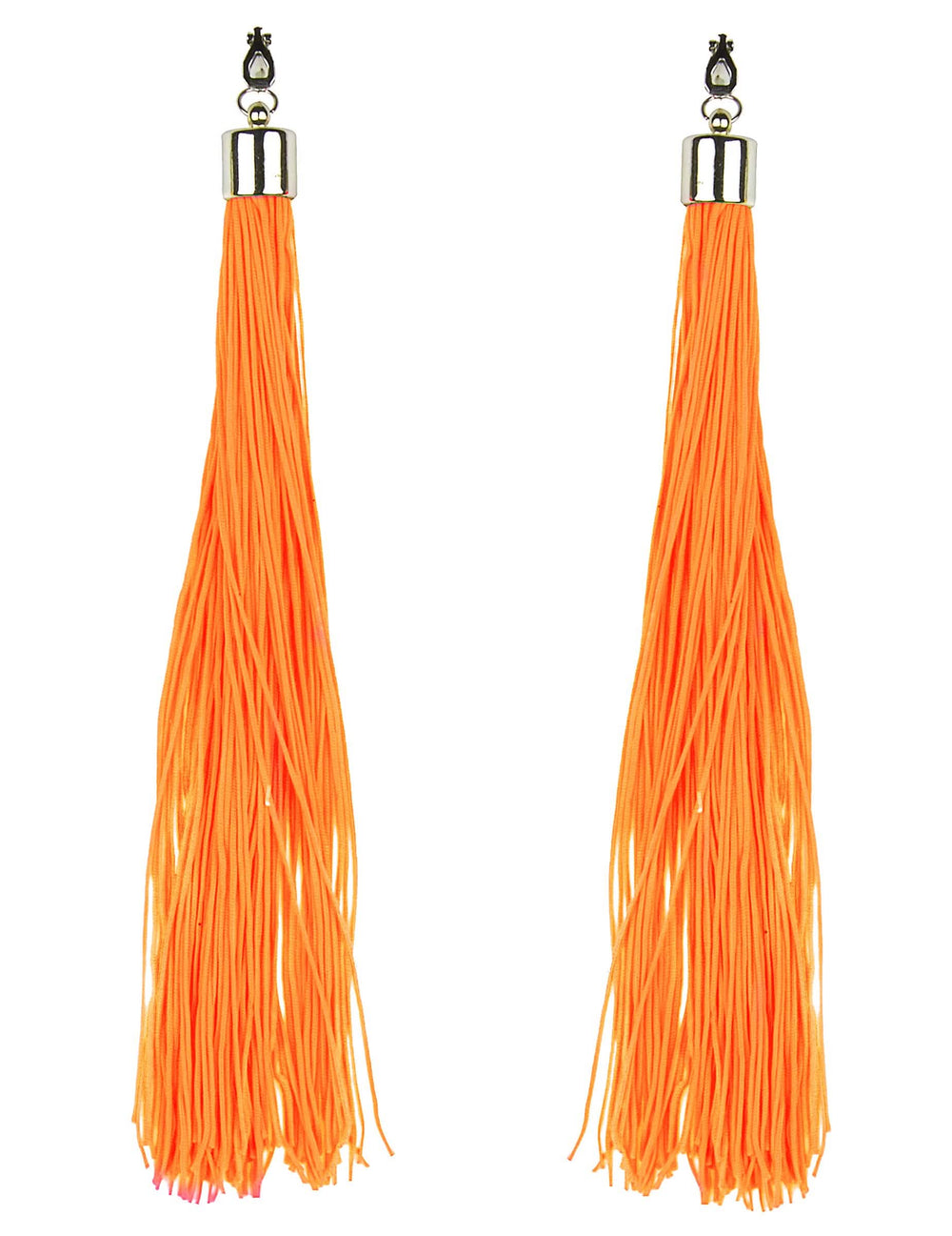 Boucles d'oreilles à franges pour adulte orange fluo