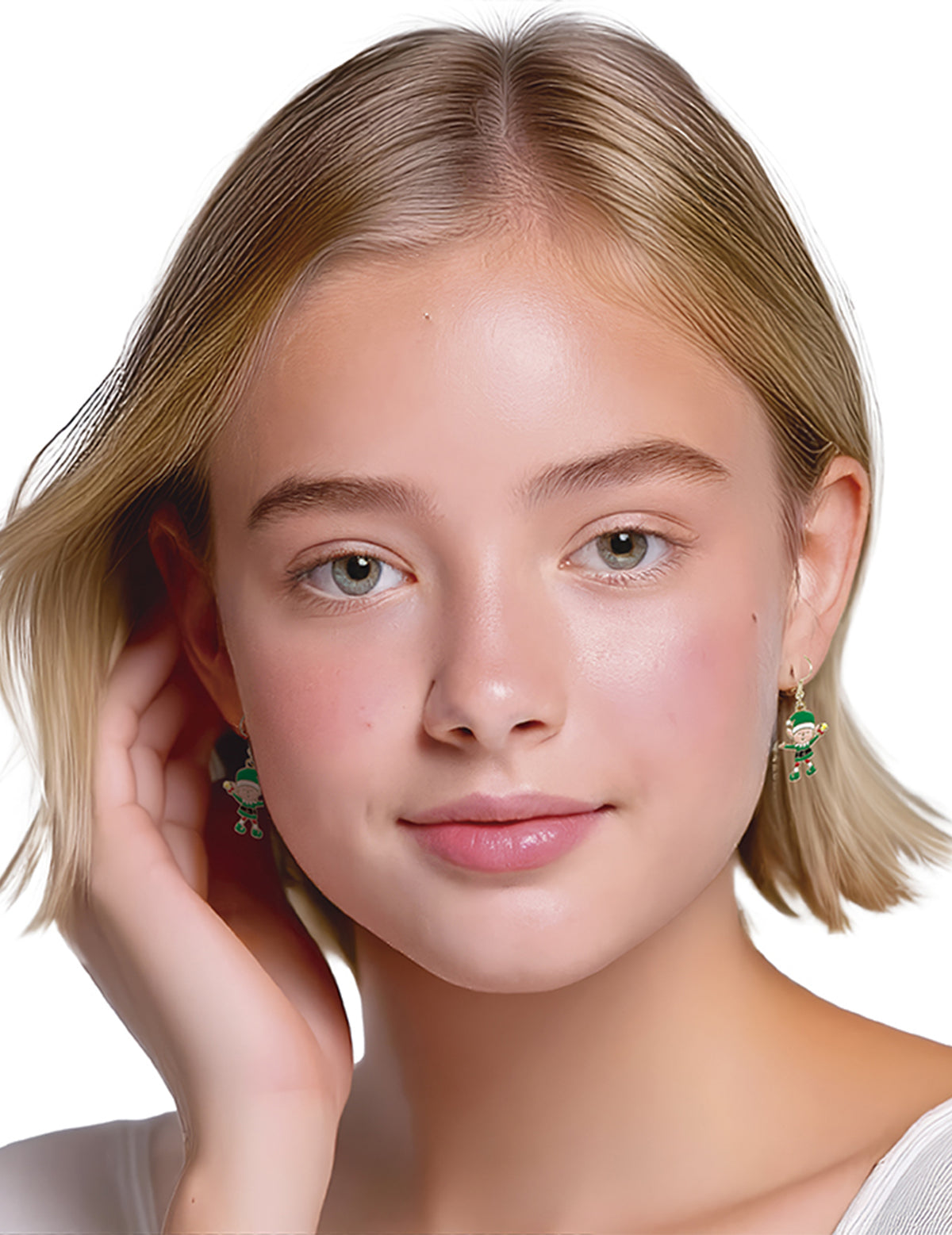 Boucles d'oreilles métalliques lutins de Noël pour femme vertes et rouges