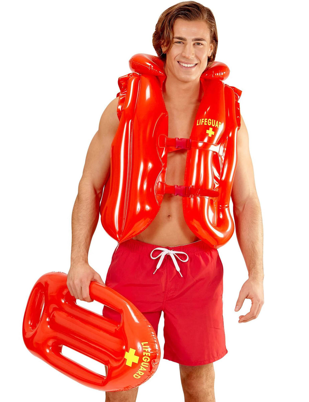 Rettungsring Huckepack für Erwachsene Rot mit Gelb Lifeguard-Logo