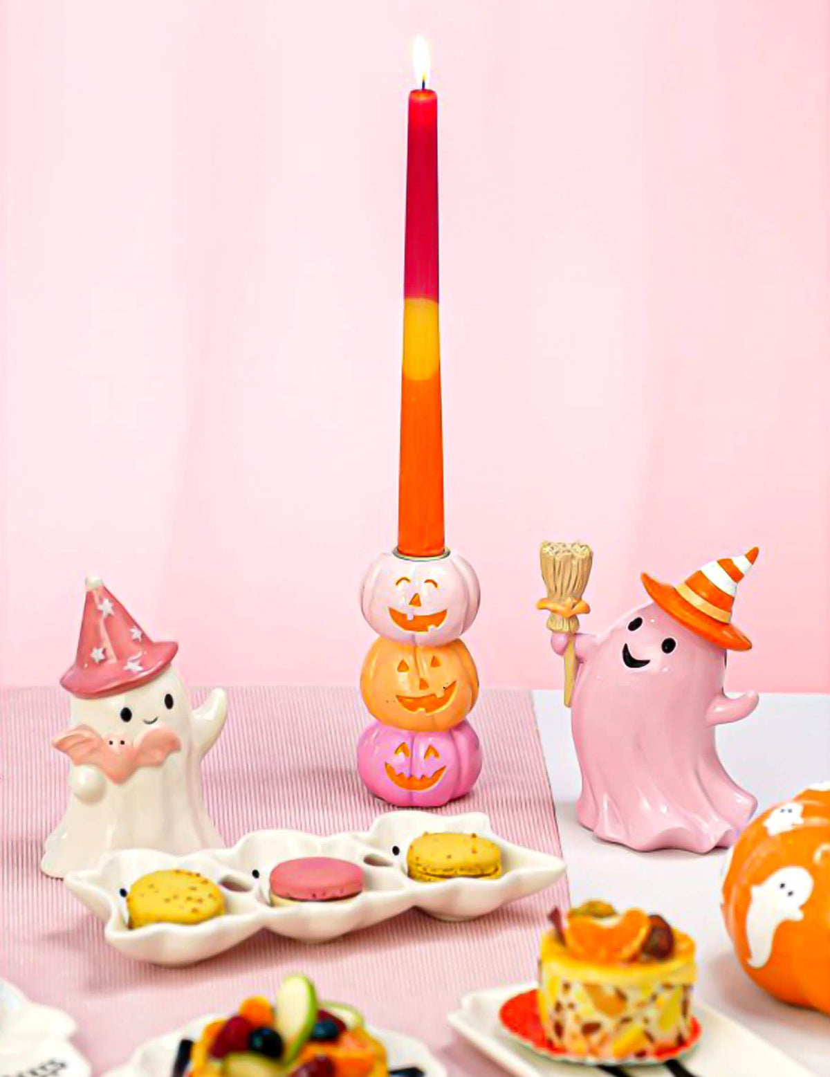 Summerween-Kerzenhalter mit 3 KÃ¼rbissen aus Polyresin 13 cm