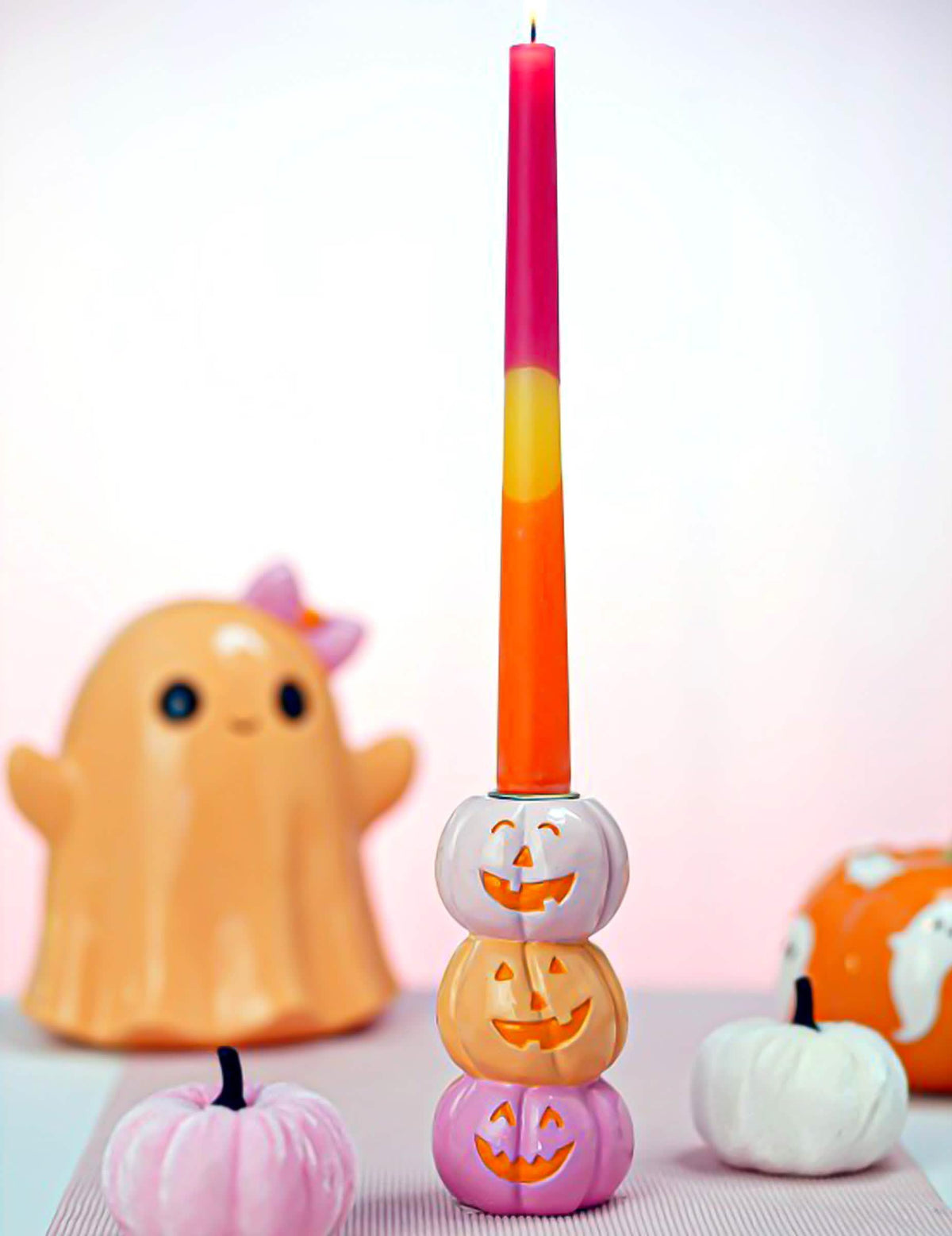 Summerween-Kerzenhalter mit 3 KÃ¼rbissen aus Polyresin 13 cm