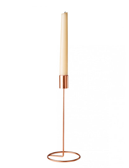 Bougeoir design sur pied pour bougie cierge métal rose gold