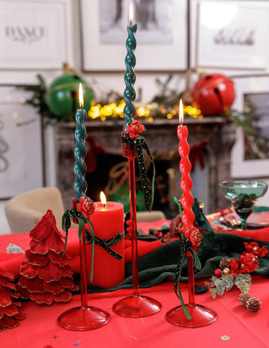 Roter Glas-Kerzenständer Elegance 20 cm