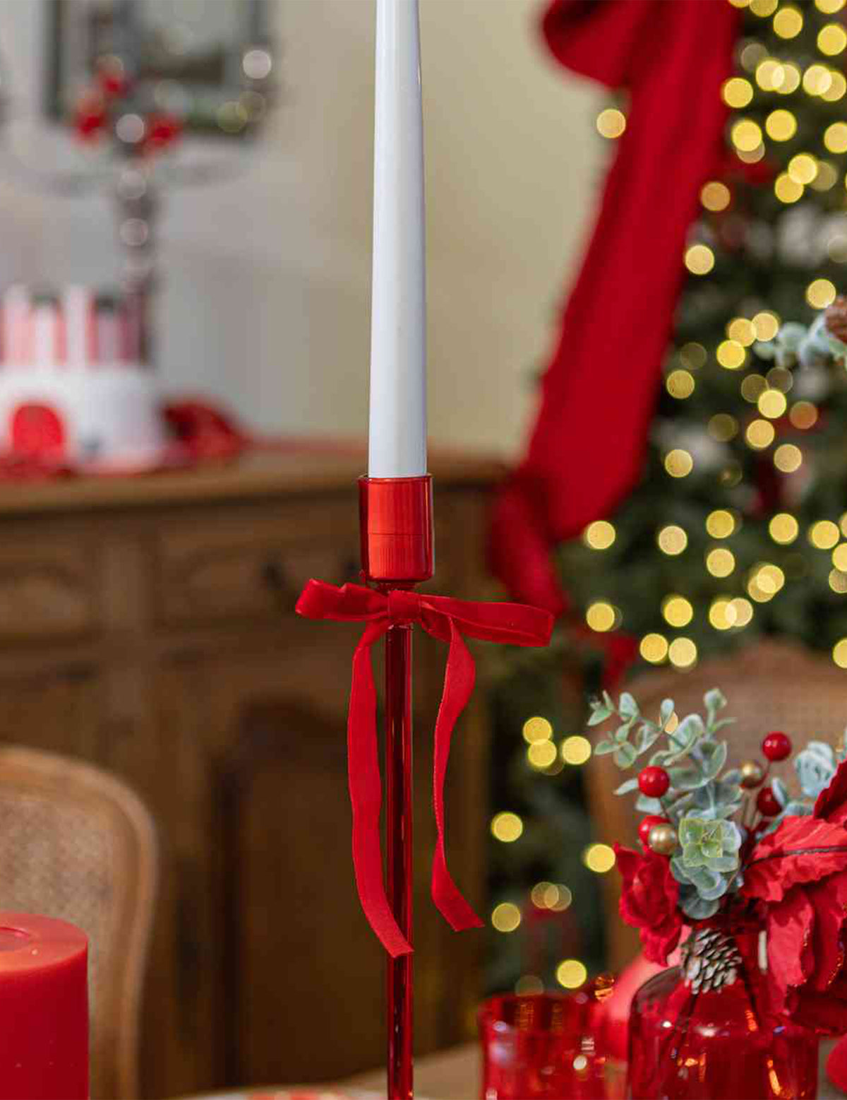 Roter Glas-Kerzenhalter Elegance 30 cm
