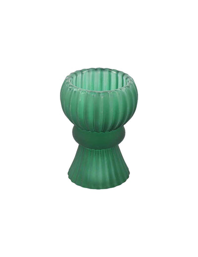 Dunkelgrüner Kerzenhalter aus Glas 5 x 8,5 cm