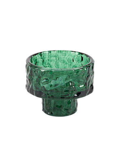 Dunkelgrüner Kerzenhalter aus Glas 6,5 x 5,3 cm