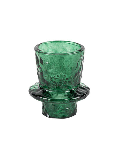 Dunkelgrüner Kerzenhalter aus Glas (6 x 7 cm)