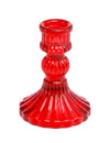Eleganter Vintage Kerzenhalter in Rot aus Glas 8 x 10,5 cm