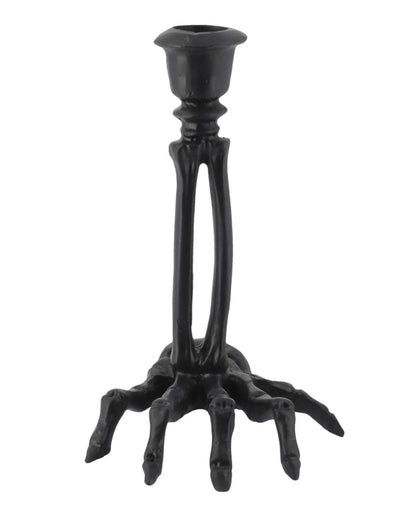 Kerzenständer Skeletthand aus schwarzem Kunstharz 10,5 x 15 cm
