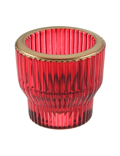 Konischer Glaskerzenhalter wendbar rot 5,5 x 5 cm
