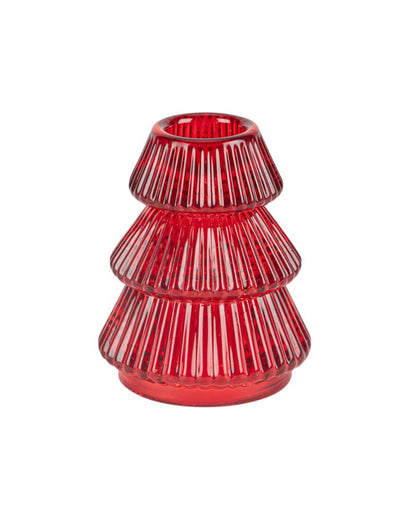 Roter Glas-Kerzenhalter Tannenbaum 6,3 x 8 cm