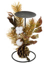 Bougeoir végétal en métal fleurs de coton pour décoration de fête noir et paillettes or