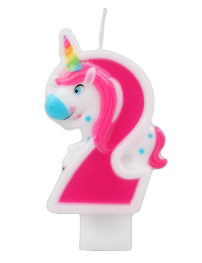 Chiffre 2 de la bougie chiffre licorne rose