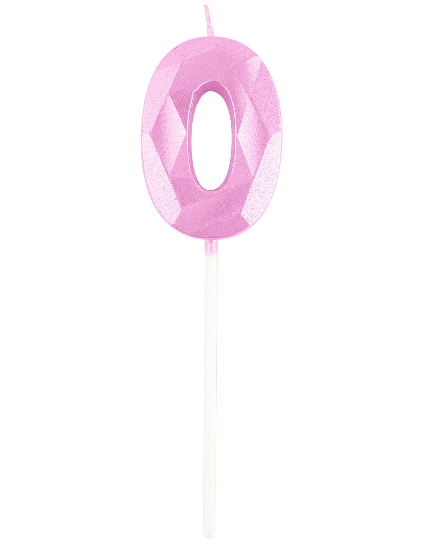 Détail du chiffre 0 de la bougie chiffre pour anniversaire rose pastel effet diamant