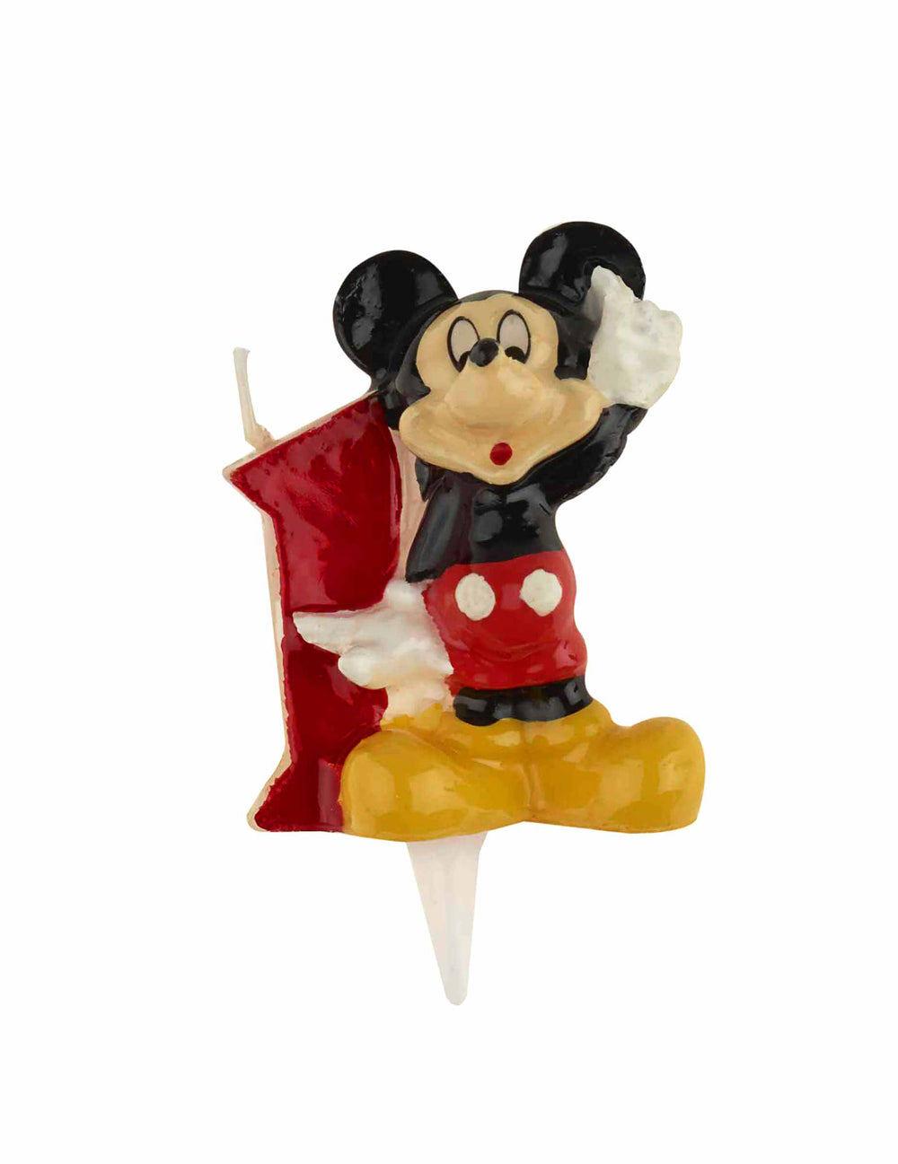 Bougie chiffre 1 Mickey pour enfant rouge et jaune