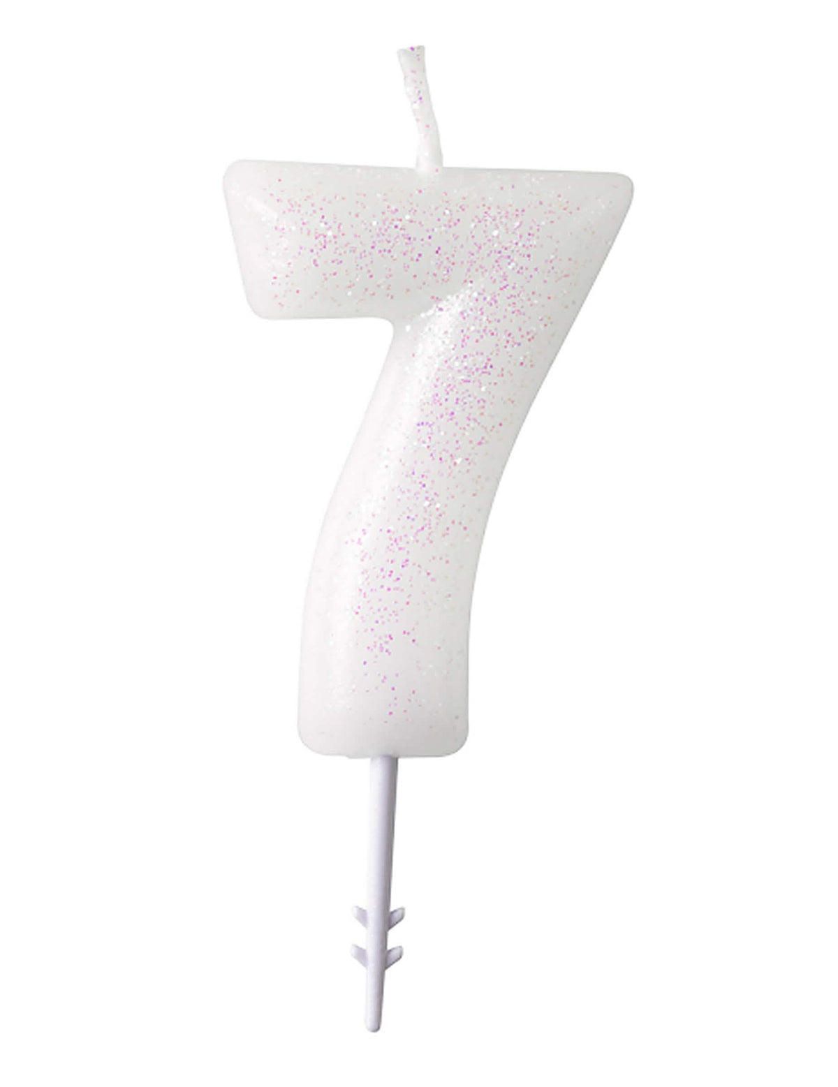 Chiffre 7 de la bougie chiffre blanche à paillettes