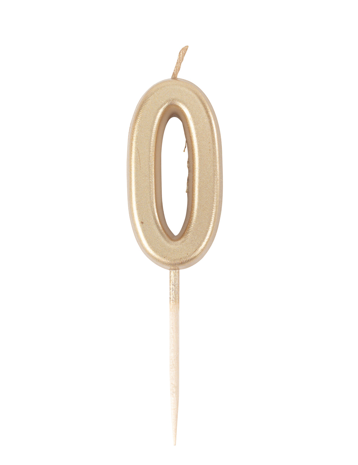 Geburtstags-Kerze Zahl 0 metallic gold 4,3 cm mit Stiel