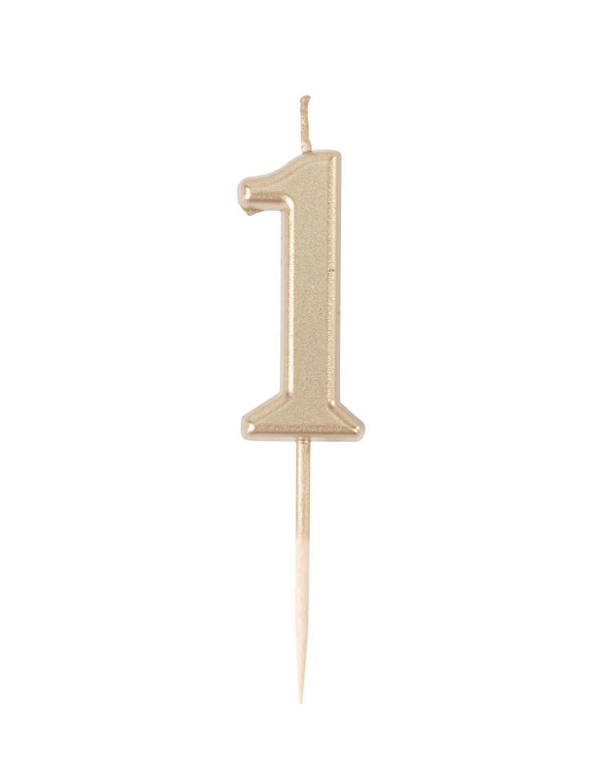 Geburtstagskerze Zahl 1 metallisch Gold 4,3 cm mit Spieß