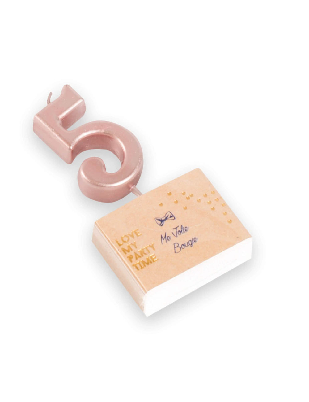 Bougie d'anniversaire chiffre 5 rose gold métallisé