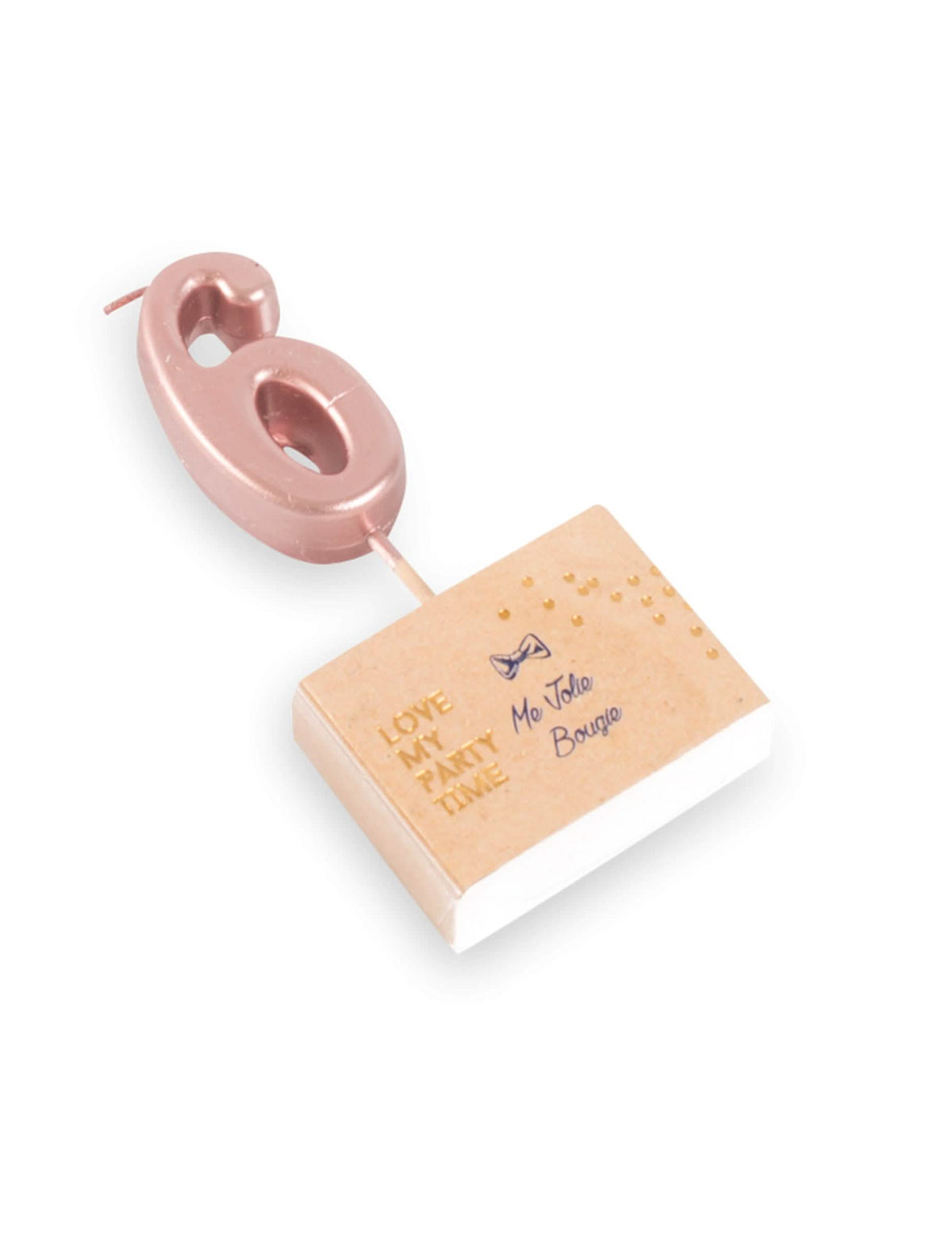 Bougie d'anniversaire chiffre 6 pour fête rose gold avec pic