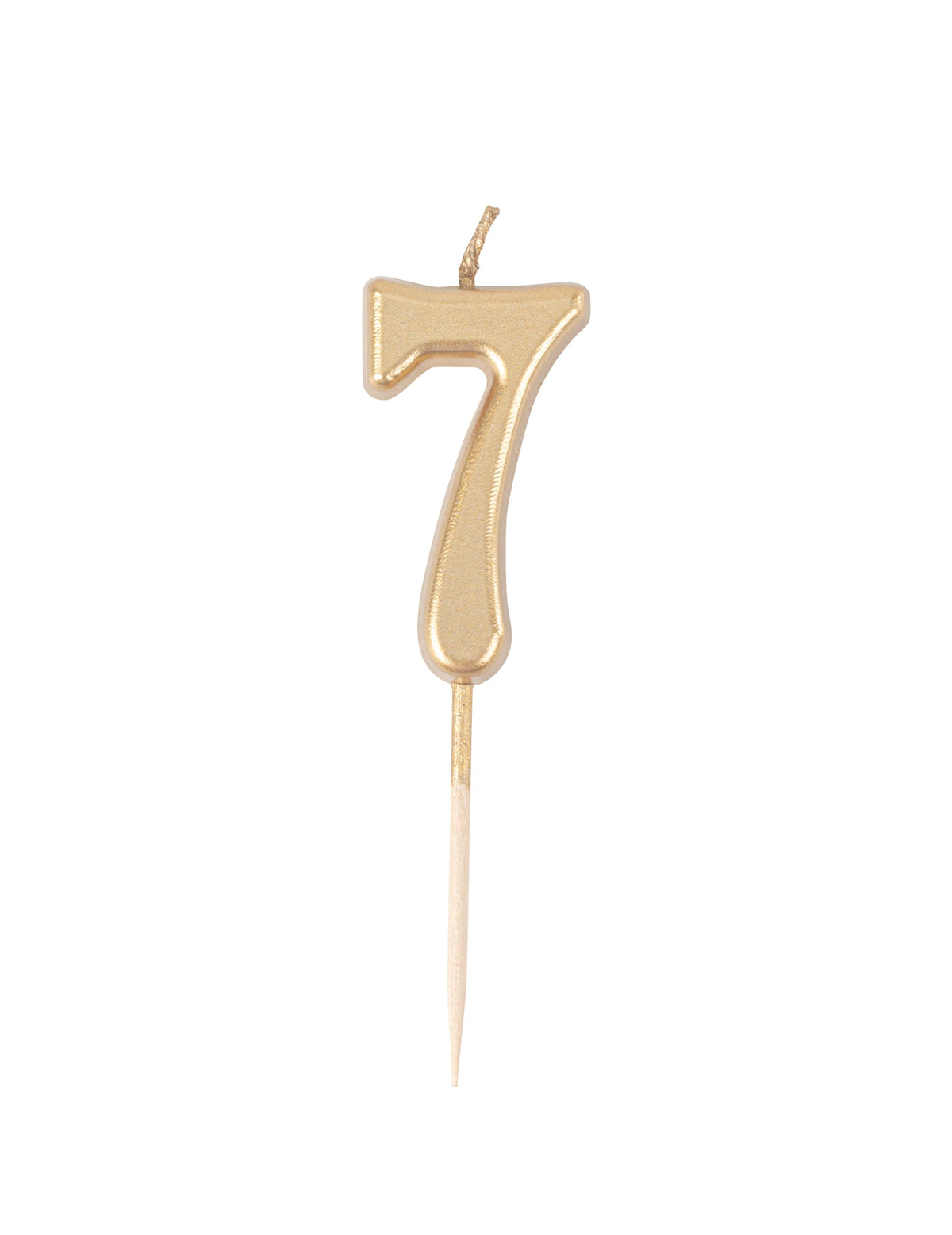 Geburtstagskerze Zahl 7 gold metallic 4,3 cm mit Spieß