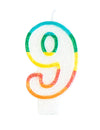 Bougie d'anniversaire chiffre 9 pour fête multicolore pailletée