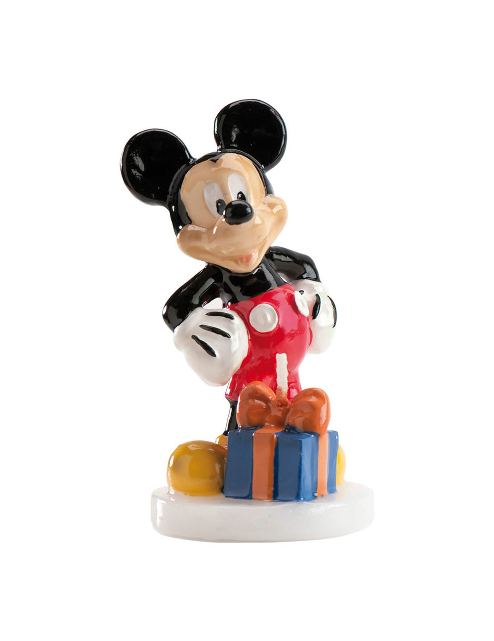 Geburtstagskerze Mickey Mouse Disney mit blauem Geschenk und roter Shorts